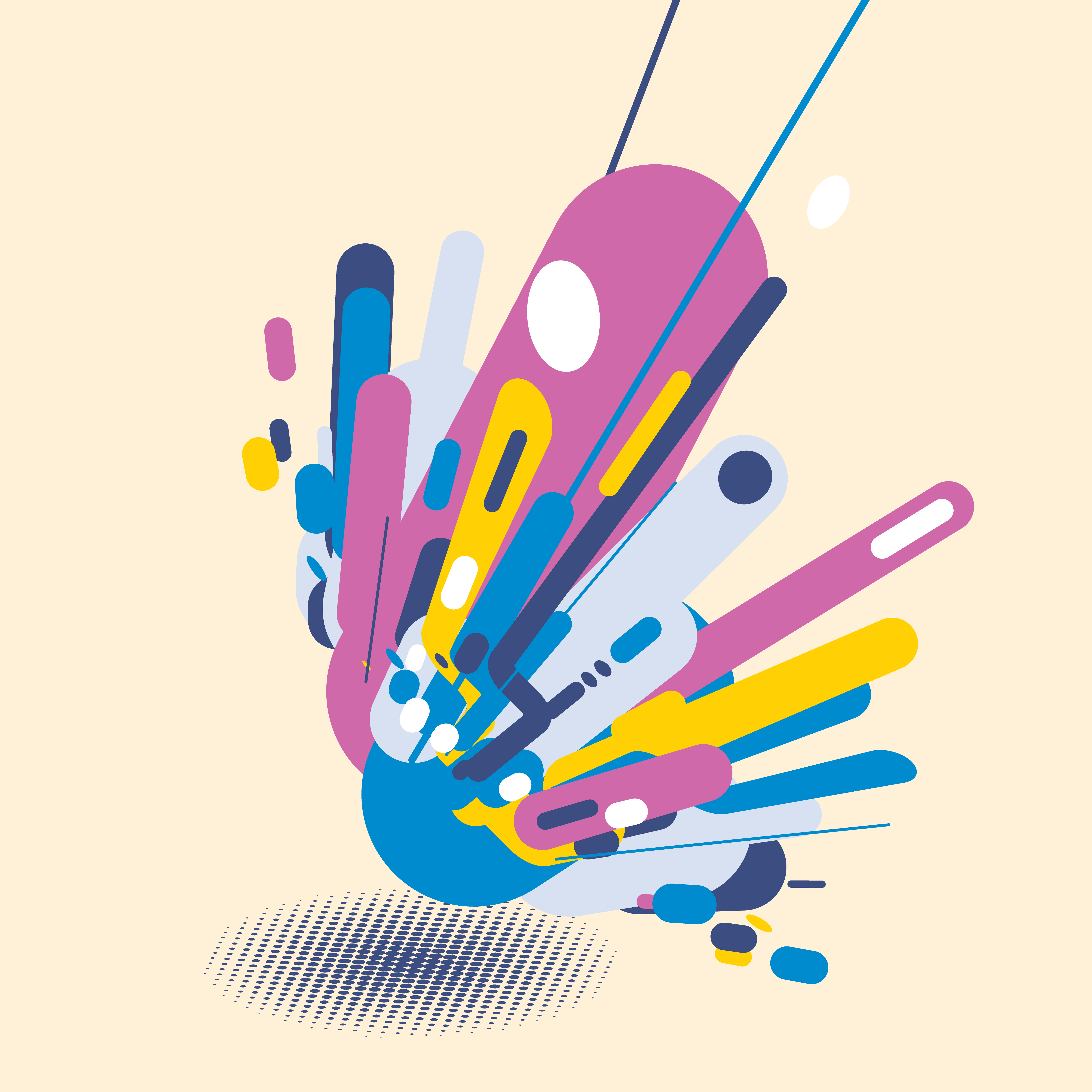 Abstract modern style with composition made of various rounded shapes