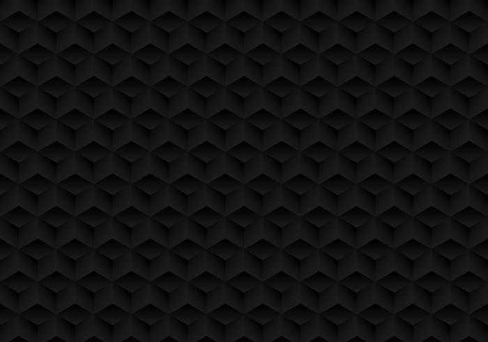 3D realistic geometric symmetry black cubes pattern dark background and texture. vector