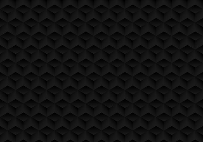 3D realistic geometric symmetry black cubes pattern dark background and texture. vector