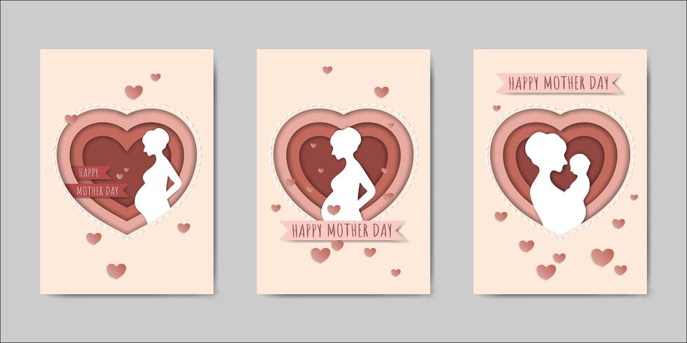 Happy Mothers Day lettering greeting cards vector