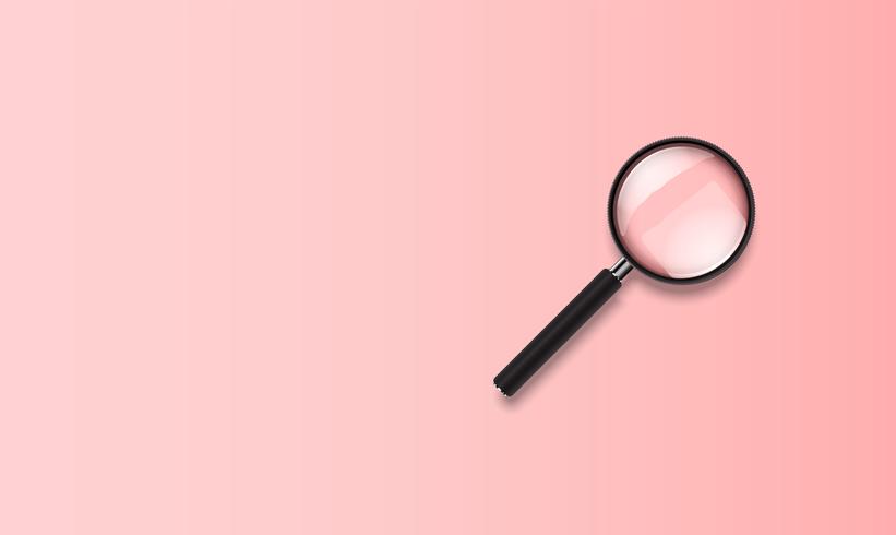 Realistic clean and colorful magnifying glass, vector illustration