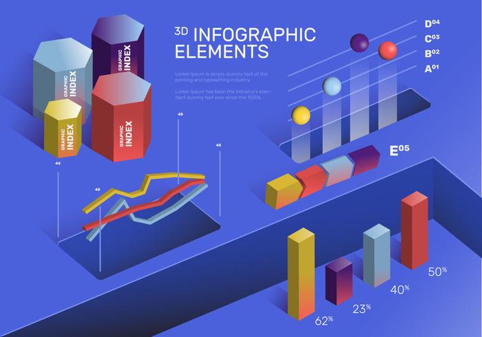 Modern Colorful 3D Infographic Elements Vector Set