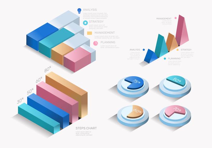 Colorful Modern 3D Infographic Elements Vector Set