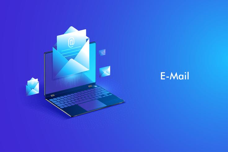 Email service isometric design. Electronic mail message and web mail or mobile service vector