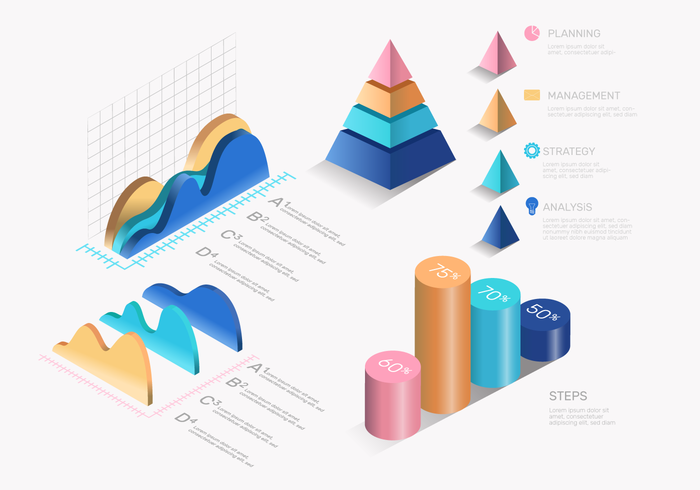 Conjunto de vectores de elementos de infografía 3D moderno