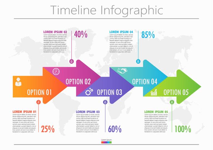 Visualización de datos empresariales. Iconos de infografía de línea de tiempo diseñados para la plantilla de fondo abstracto vector