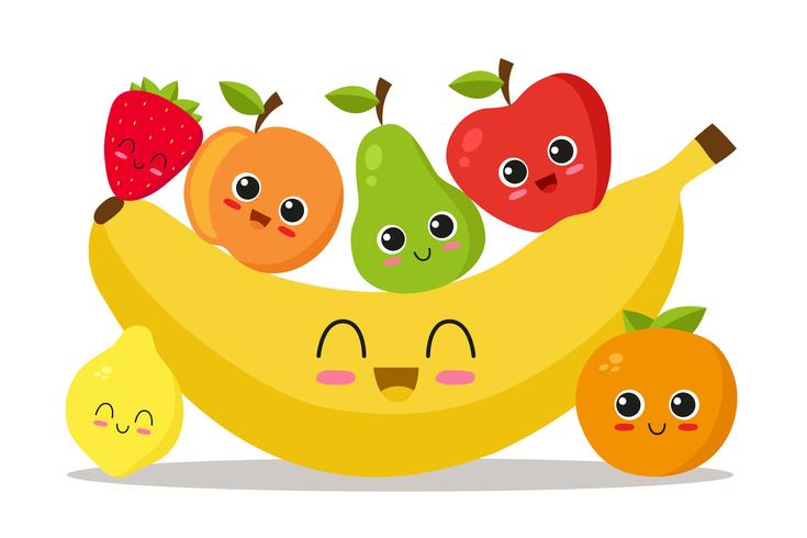 Cool fruit set vector