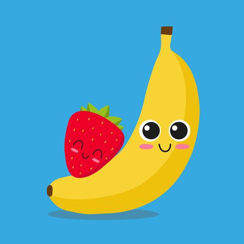 Banana and strawberry vector