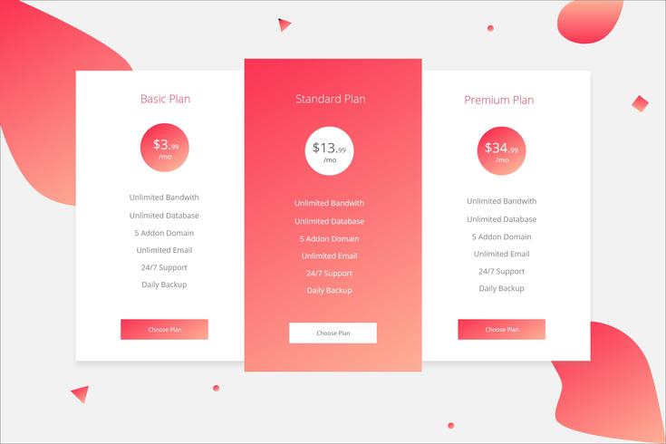 Pricing Tables vector