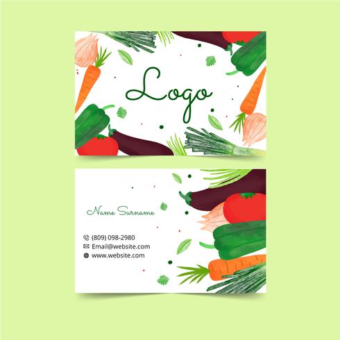 Watercolor Organic Business Card Template vector