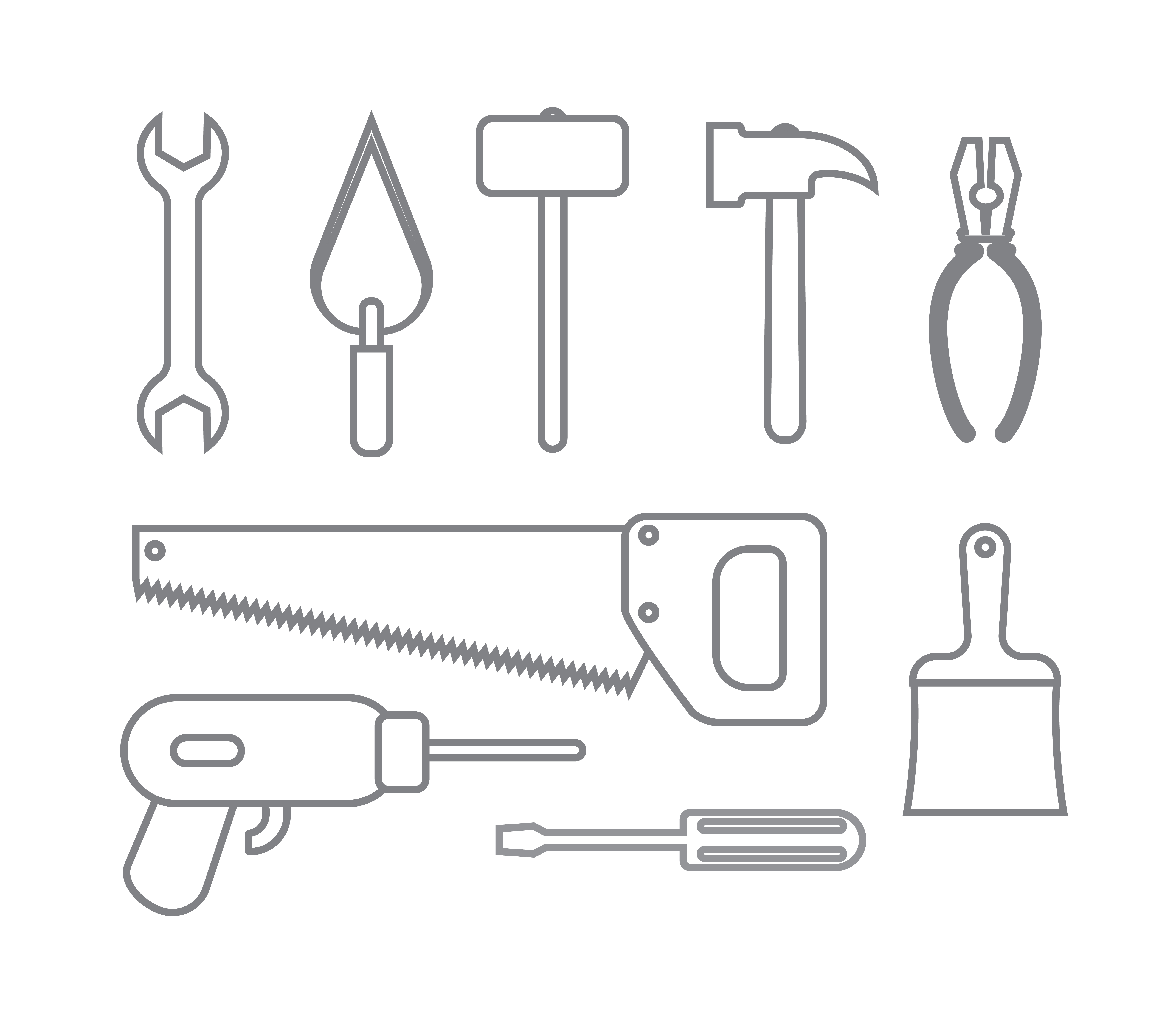 collection of set icons construction tools outline style 566707 Vector