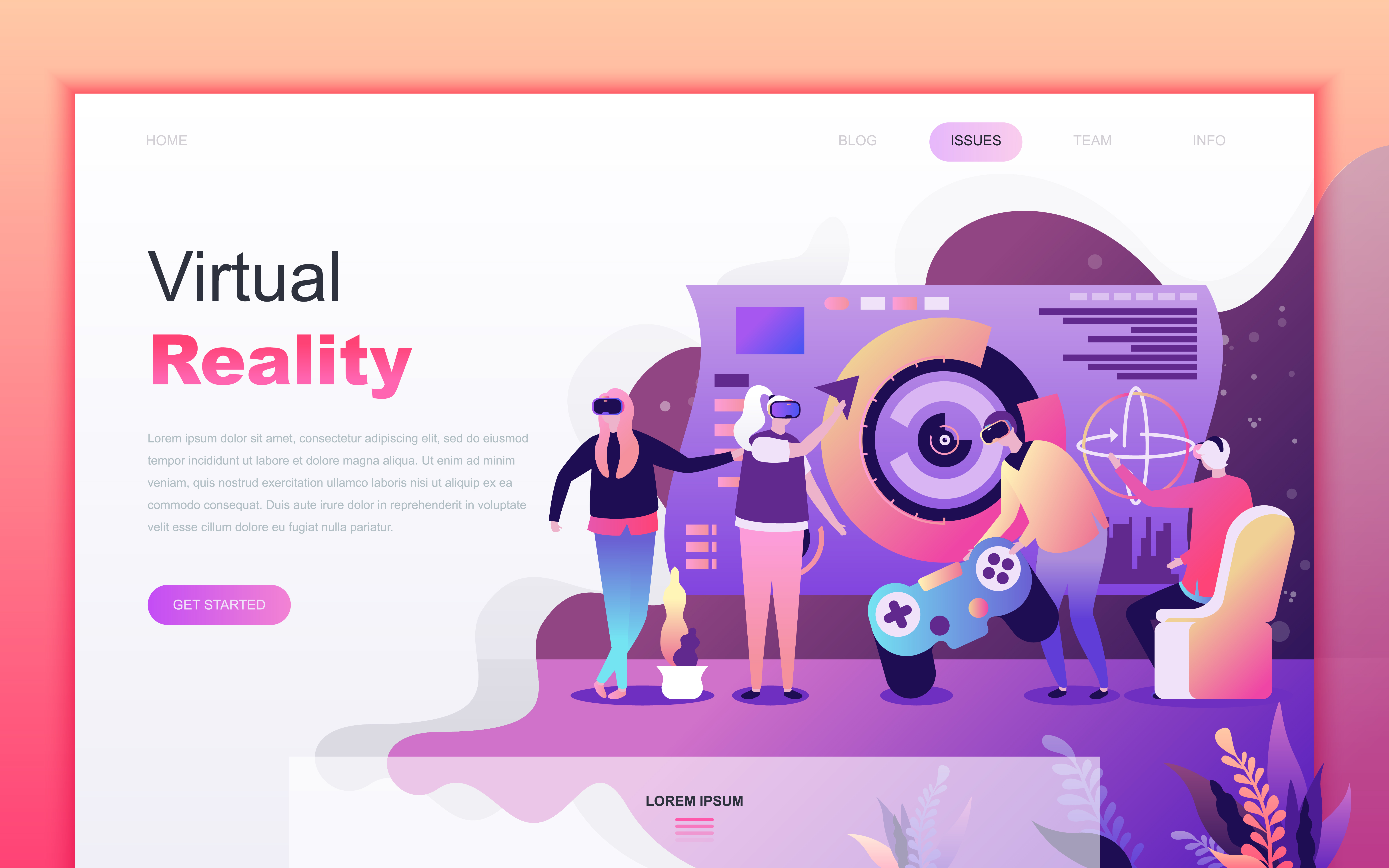 Modern flat cartoon design concept of Virtual Augmented ...