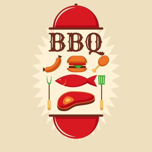 póster retro de barbacoa vector