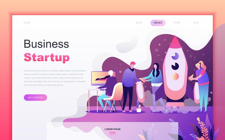 Modern flat cartoon design concept of Startup Your Project for website and mobile app development. Landing page template. Decorated people character for web page or homepage. Vector illustration.