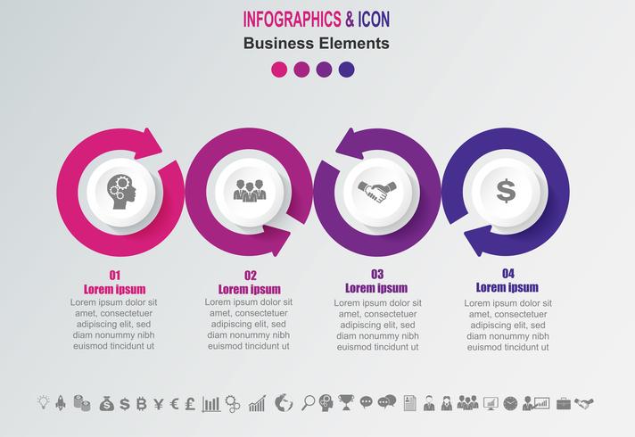 Plantilla de gráfico de proceso de línea de negocio de infografía. vector