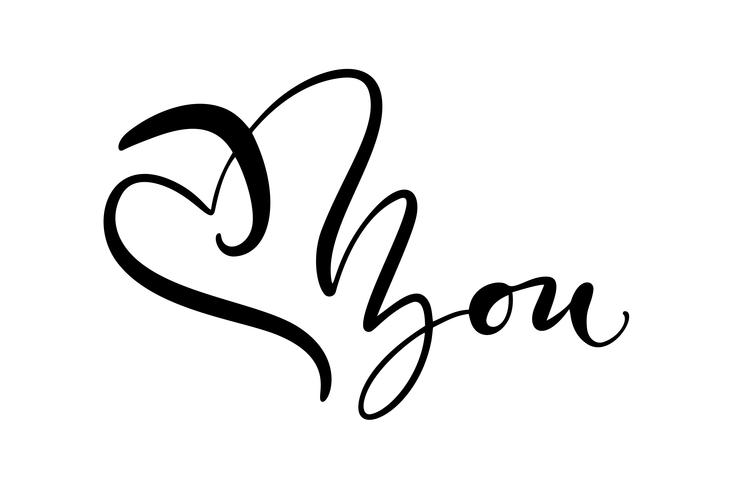 I love you. I heart you. Vector Valentines day calligraphy text for greeting card. Hand drawn design elements. Handwritten modern brush lettering