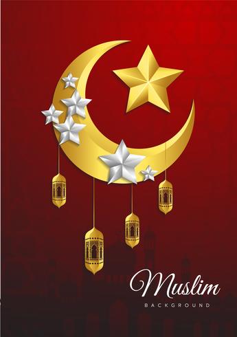 Vector illustration of Eid Mubarak Islamic holiday greeting card design