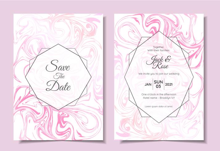 Modern Wedding Invitation Set Marble Textures Beautiful Modern Colors. Trendy Background Multi-purpose Cards Template like Poster, Cover, Book, Packaging vector