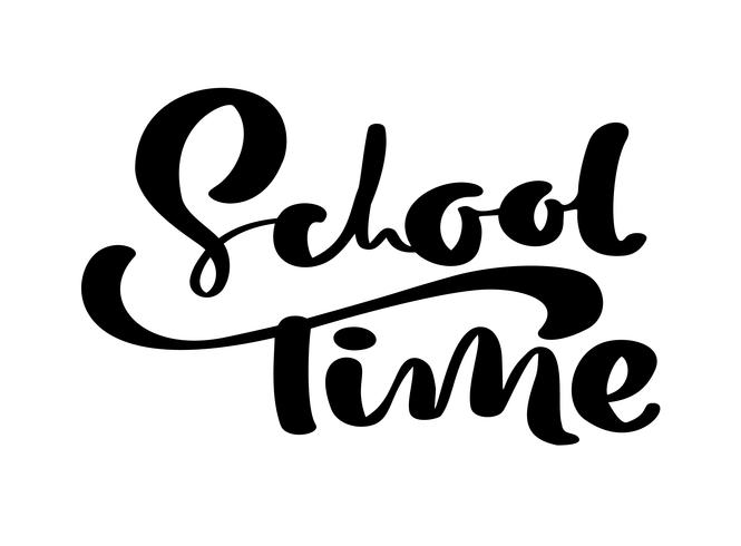 School Time hand dranw vector brush calligraphy lettering text. Education inspiration phrase for study. Design illustration for greeting card