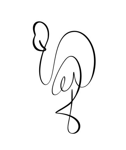 Flamingo permaneciendo en una pierna de logo de línea continua. Ilustración de vector de forma de pájaro. Elemento dibujado mano aislado sobre fondo blanco para el estilo de elemento decorativo logo