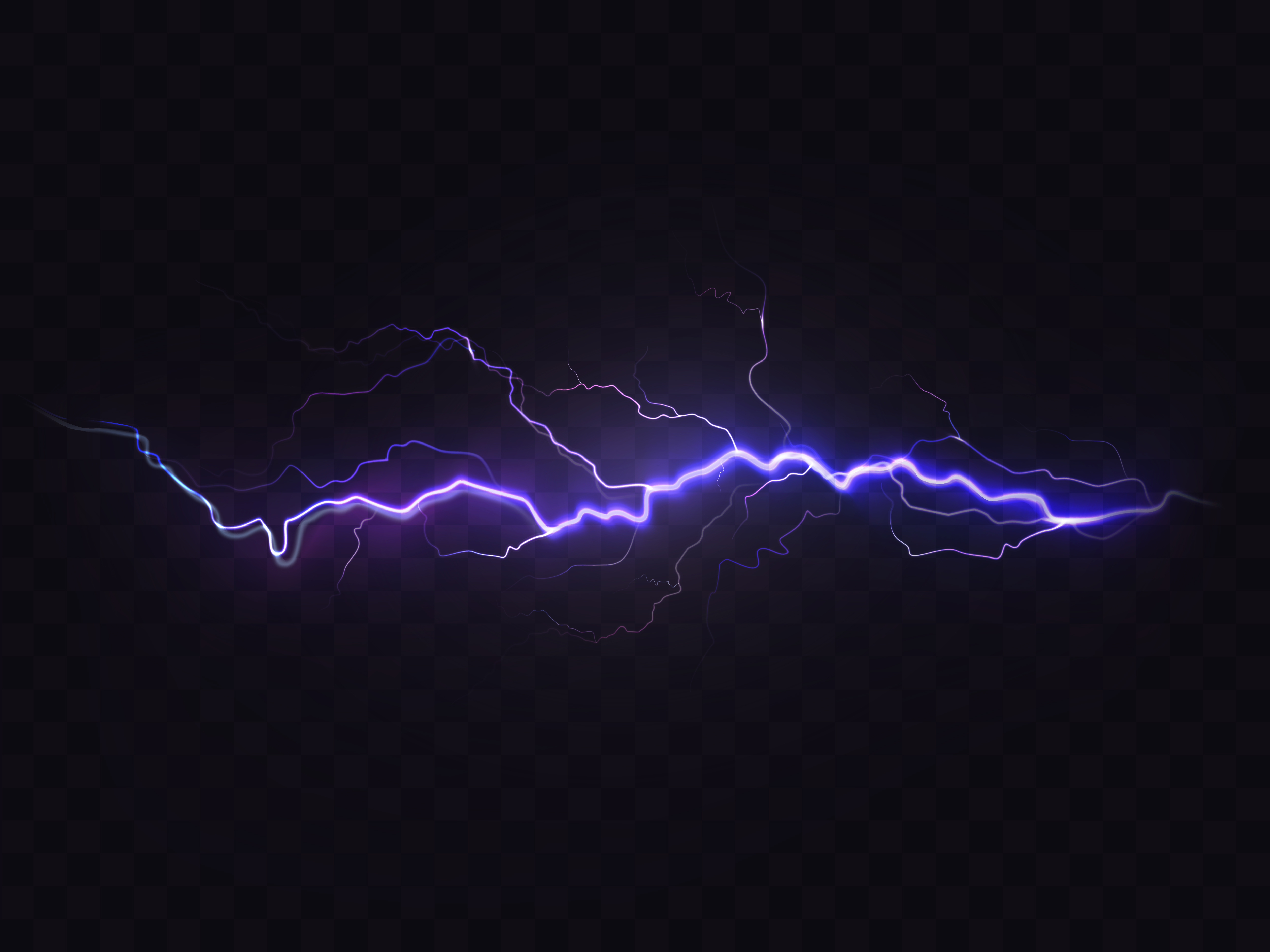 Vector realistic lightning, purple thunderstorm, design element