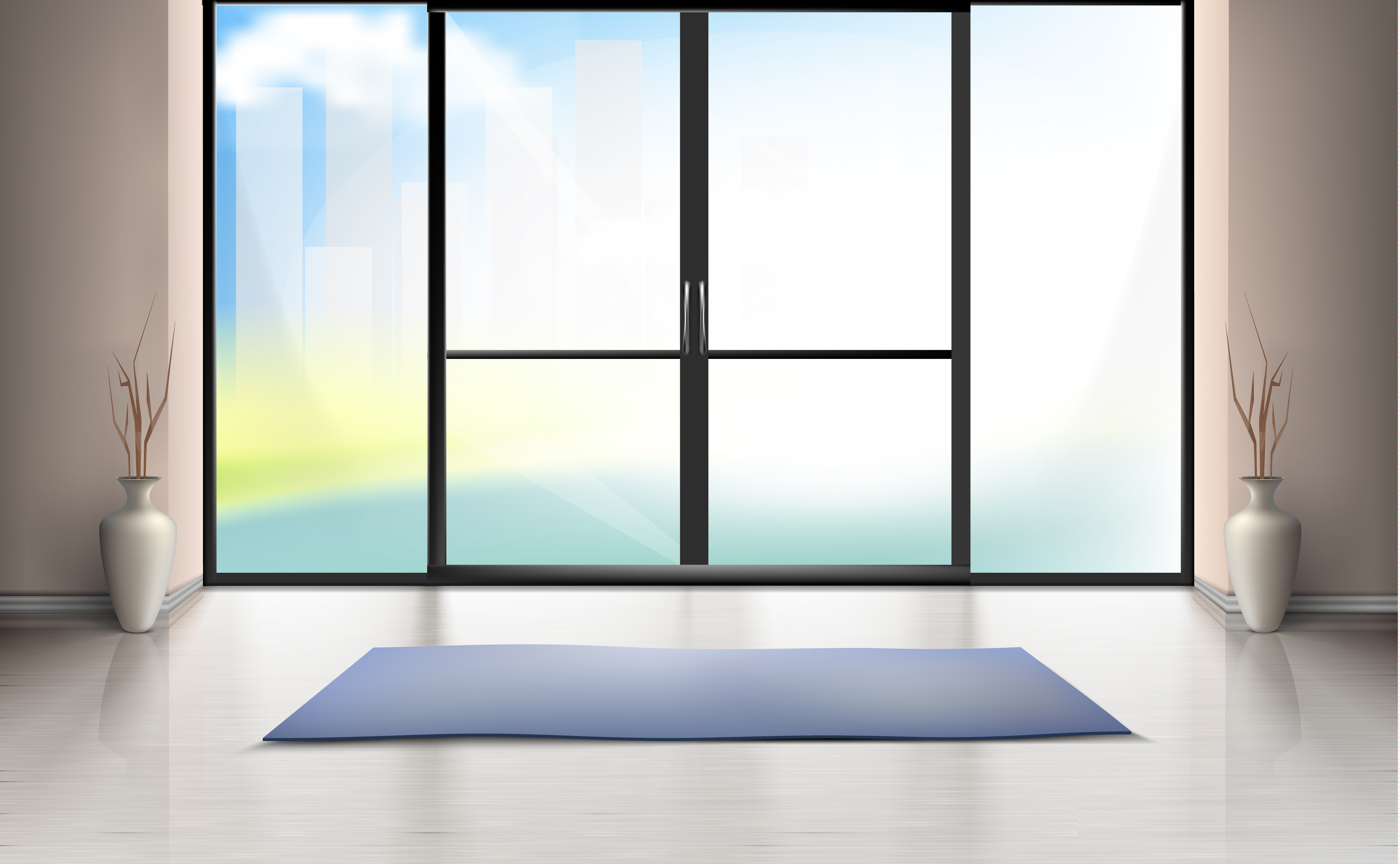 Download Vector mockup of entrance room with glass door - Download ...