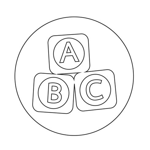 A B C baby toy brick block icon vector