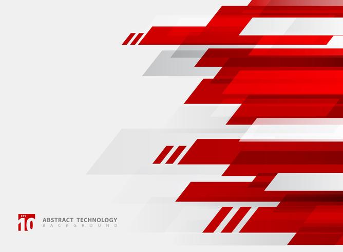 Abstract technology geometric red color shiny motion background. vector