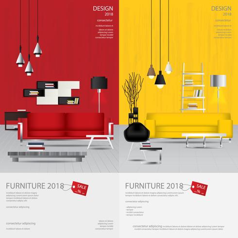 2 banner vertical muebles venta diseño plantilla Vector Illustration