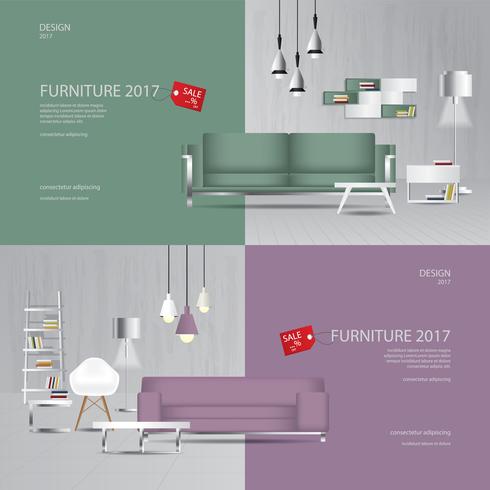 2 Banner Furniture Sale Design Template Vector Illustration