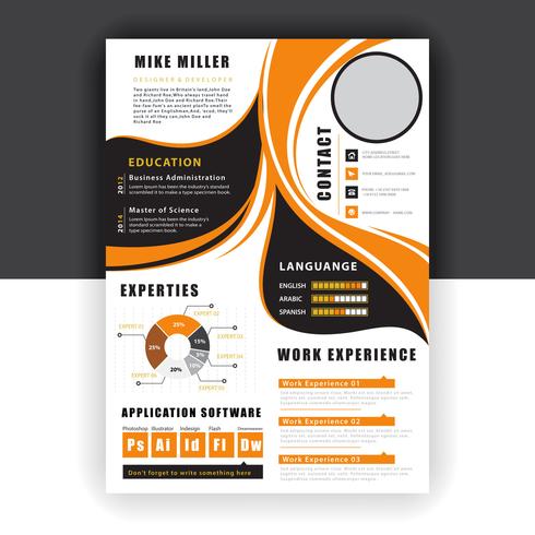 curriculum vitae naranja vector