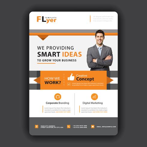 orange business flyer template vector