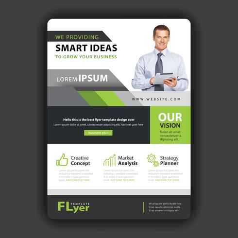 green shape business flyer design vector