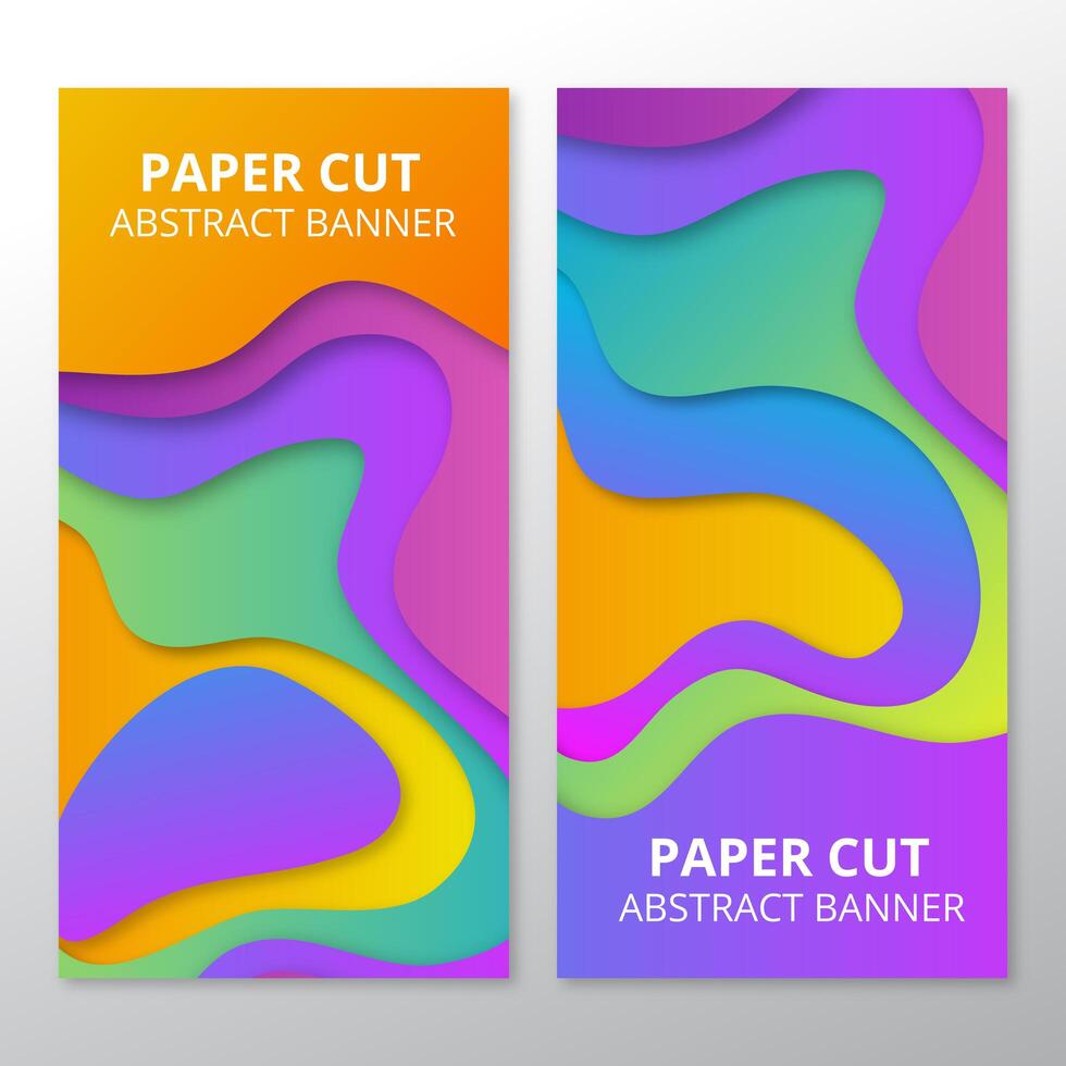 Colorful paper cut banners vector