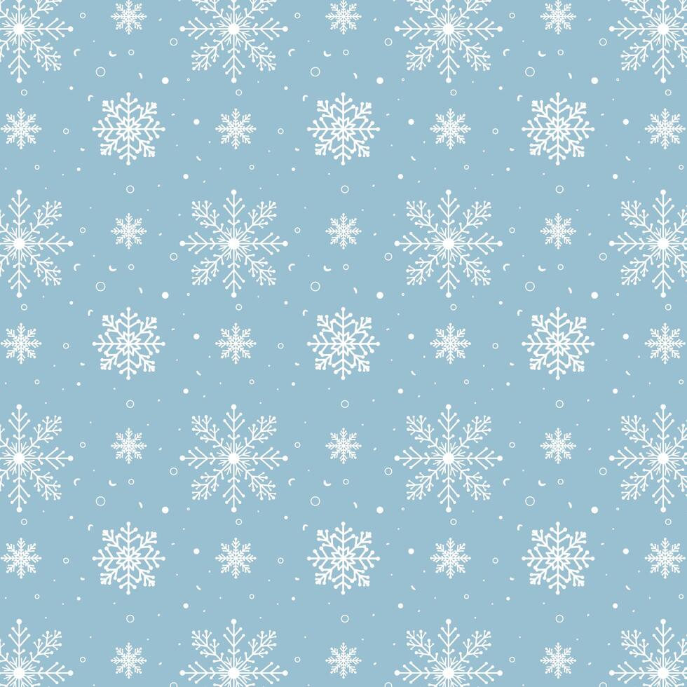 Blue snowflakes pattern. White snowflakes pattern on blue background vector