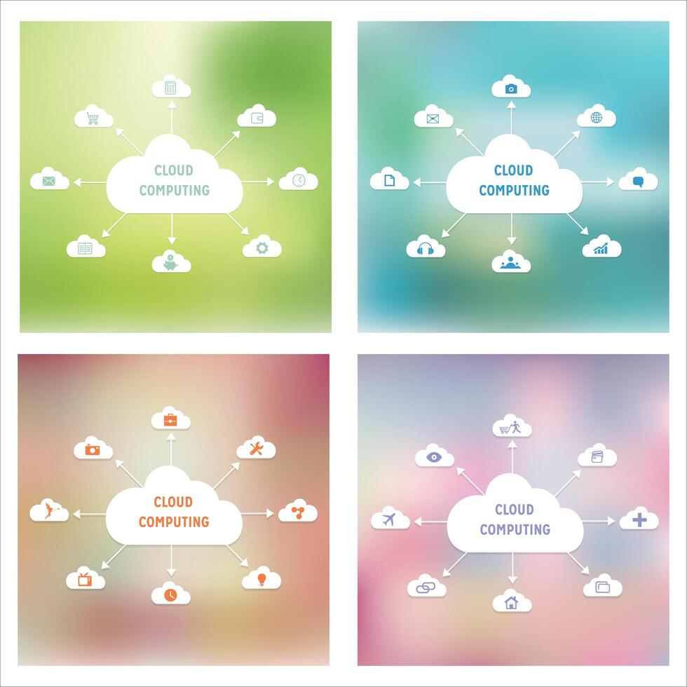 Esquema abstracto de vector cloud computing tecnología