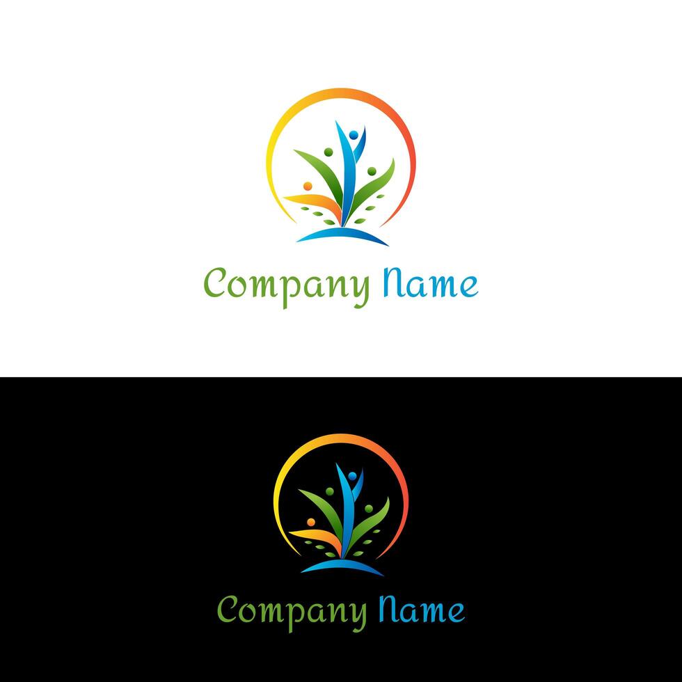 Colorful people logo design. People forming a tree logo template. vector
