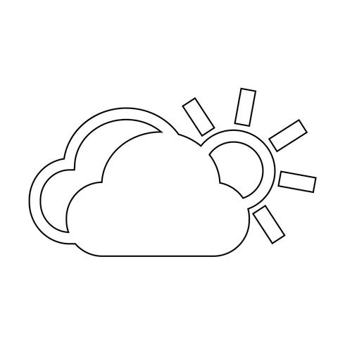 icono de sol de nube vector