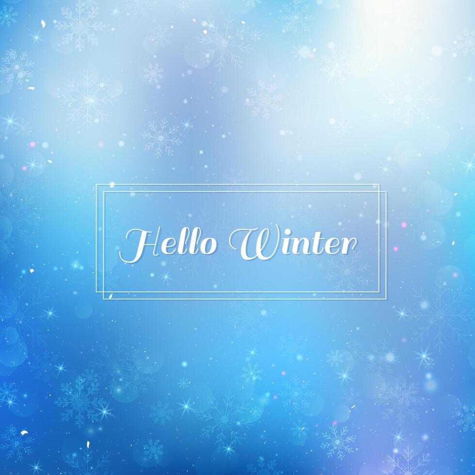 Hello winter blurred background. Christmas Snowflakes Blurred Background vector