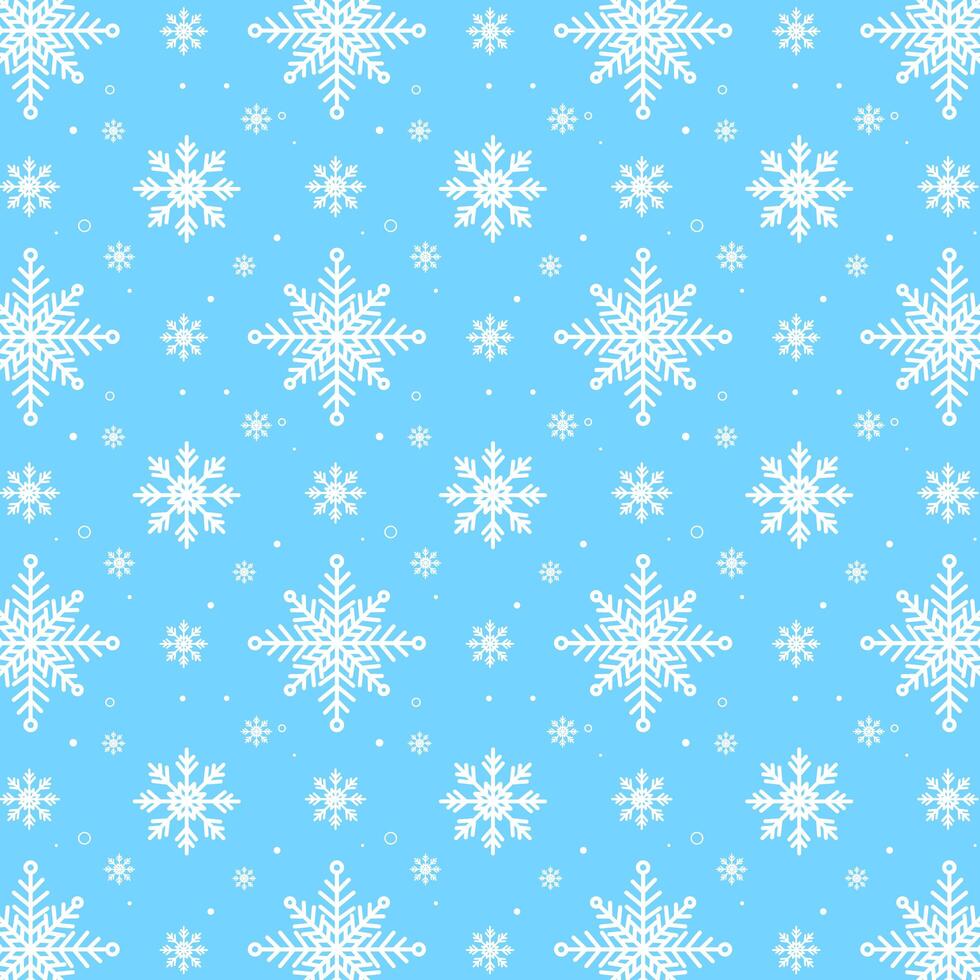 Blue snowflakes pattern. White snowflakes pattern on blue background vector
