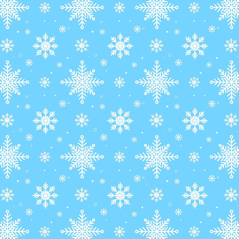 Blue snowflakes pattern. White snowflakes pattern on blue background vector