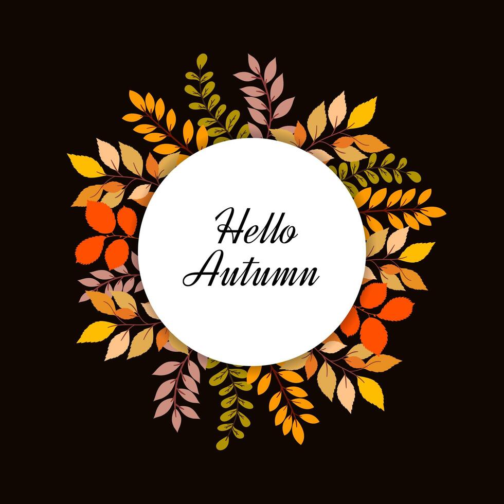 Hello autumn leaves frame vector
