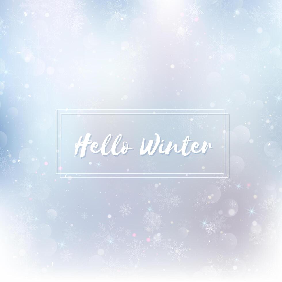 Hello winter blurred background. Christmas Snowflakes Blurred Background vector