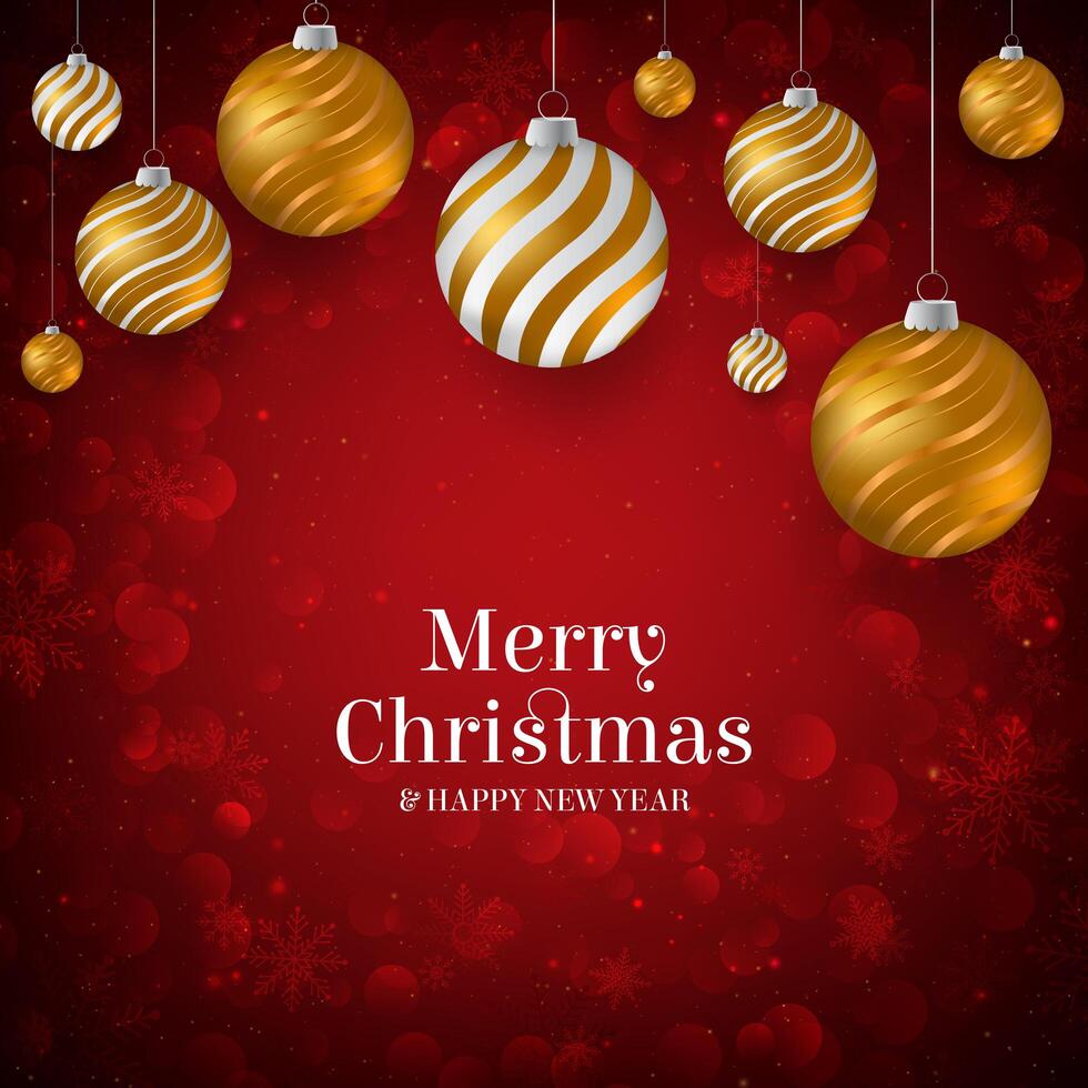 Red Christmas background with Gold and white Christmas baubles. Elegant Christmas background with gold and white evening balls vector