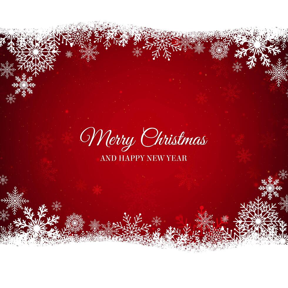 Red Christmas background with snowflakes border vector