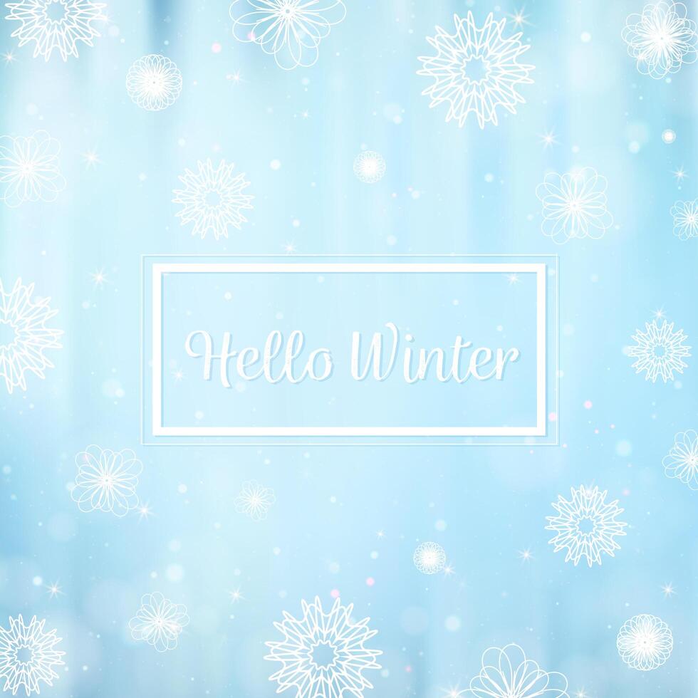 Hello winter blurred background. Christmas Snowflakes Blurred Background vector