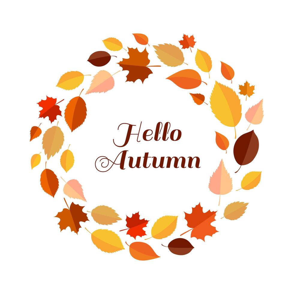 Hello autumn leaves frame vector