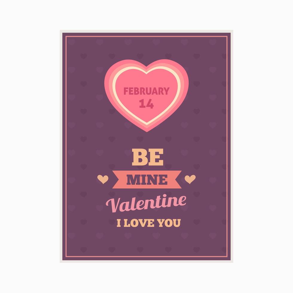 Tarjeta de feliz día de San Valentín, tipografía, fondo con corazones vector