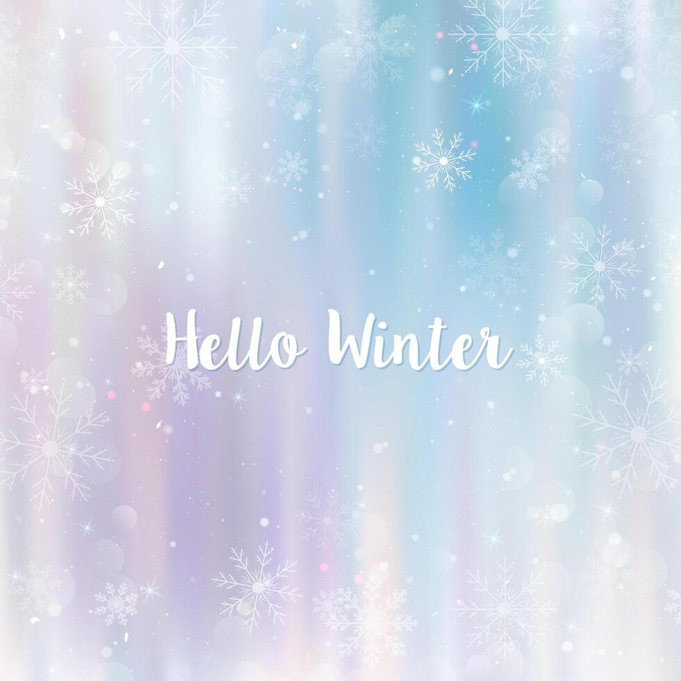 Hello winter blurred background. Christmas Snowflakes Blurred Background vector