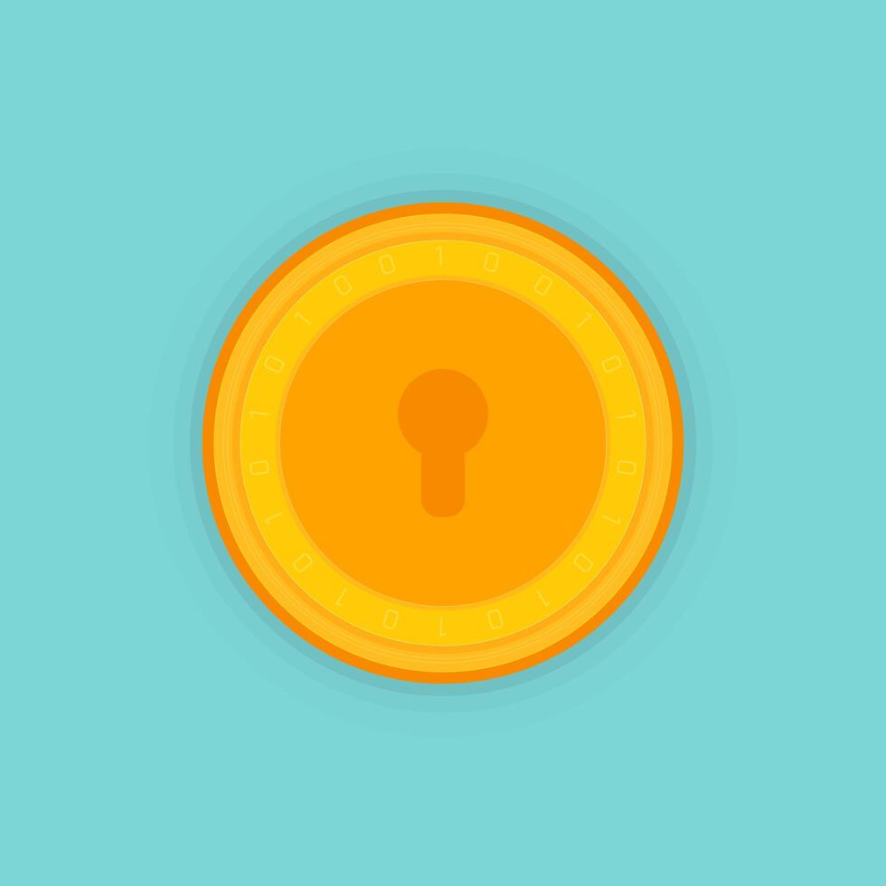 Bitcoin security, Bitcoin mobile security, safety, saving, protection concept. Bit coin cryptocurrency, blockchain. vector